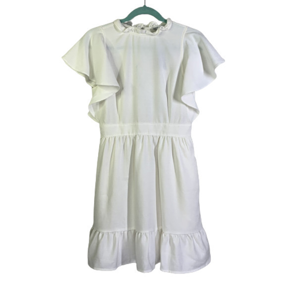 EXPRESS x LADYGANG White Ruffle Mini Dress -‎ NWT - Picture 2 of 16